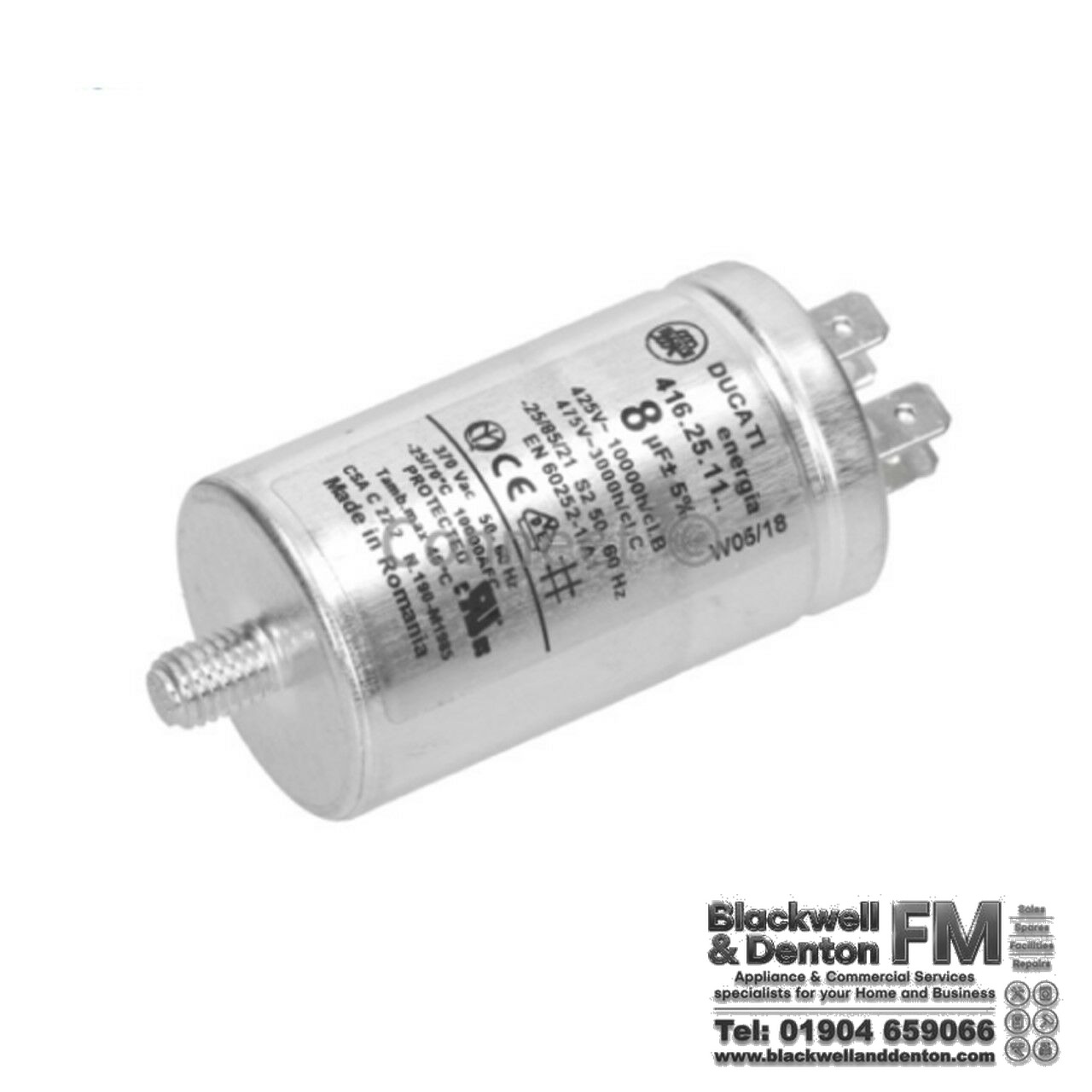 Genuine Ducati Motor Capacitor for BOSCH WTA2000 tumble dryer 8uf 450vac 8mfd