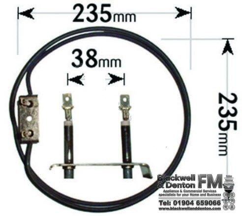 Hotpoint Fan Oven Element Creda, Cannon, 2 Turn
