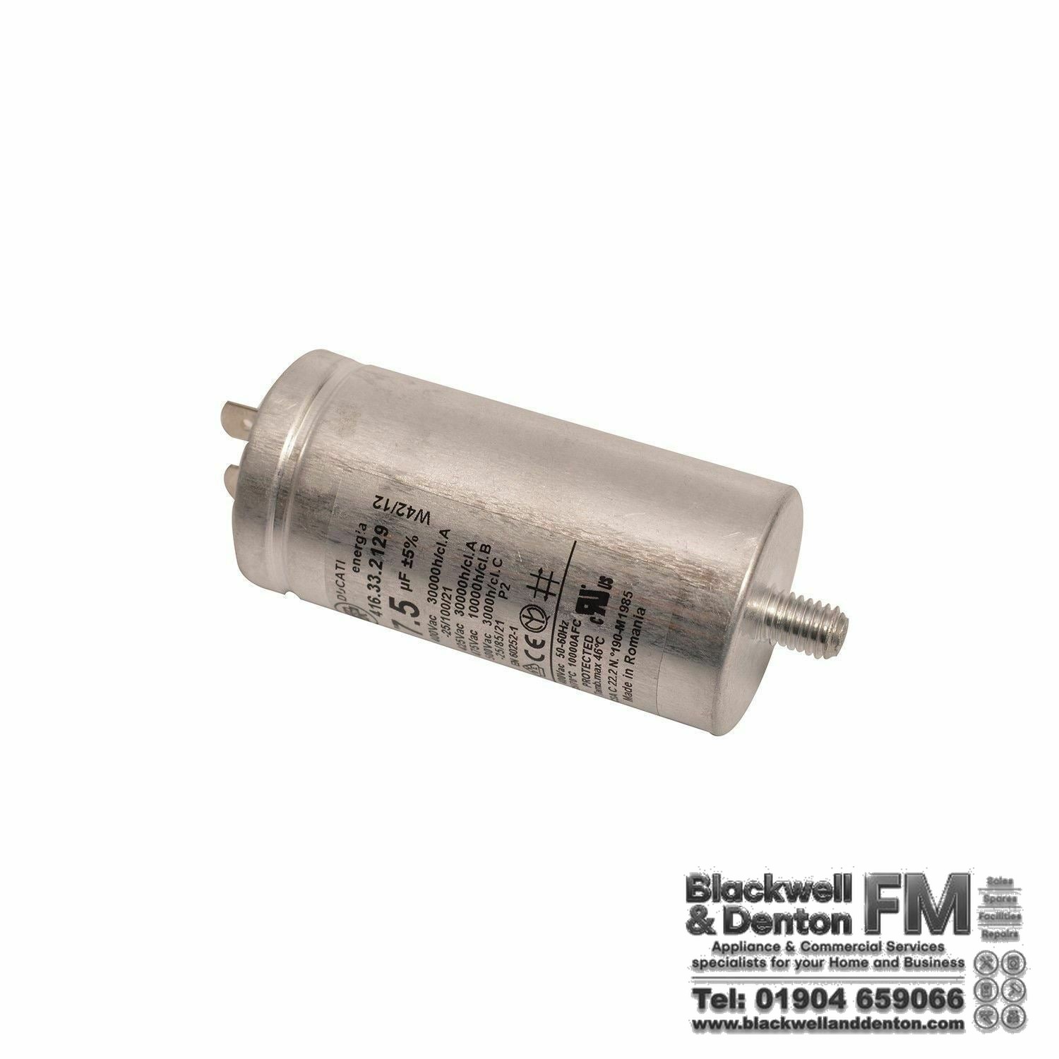 Genuine Ducati Tumble Dryer Capacitor 7.5µF C00119849 Hotpoint Indesit Ariston