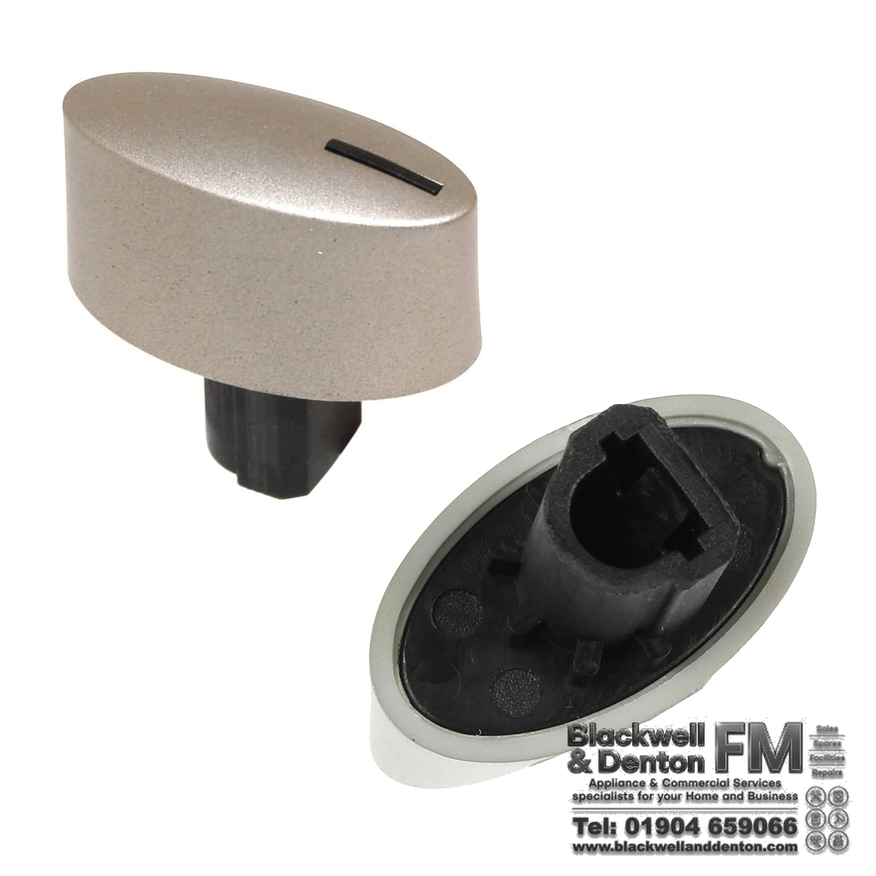 Two Compatible NEFF Hob Control Knob Silver Oval Dial | Replaces 189685 00416861