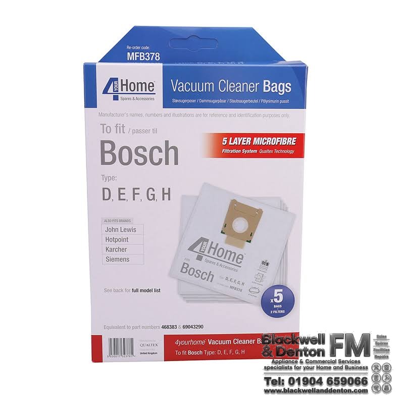 Bosch Type D,E,F,G,H Non Gen MFB378 Vacuum Bags