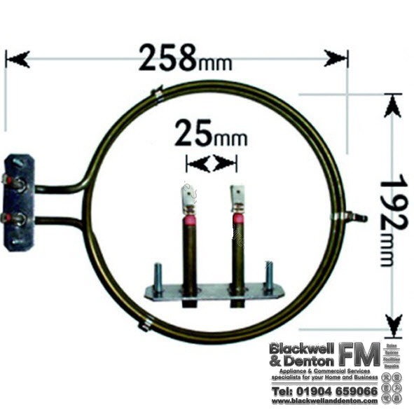 Gorenje/Hygena Cooker Fan Oven Element 2 Turn 2500W ELE100